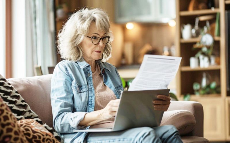 woman with laptop and paperwork