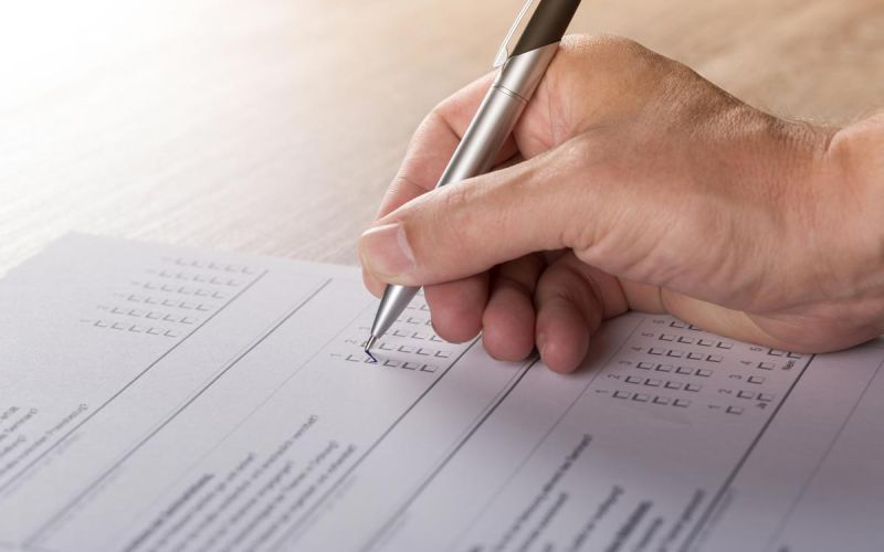 filling out medical form